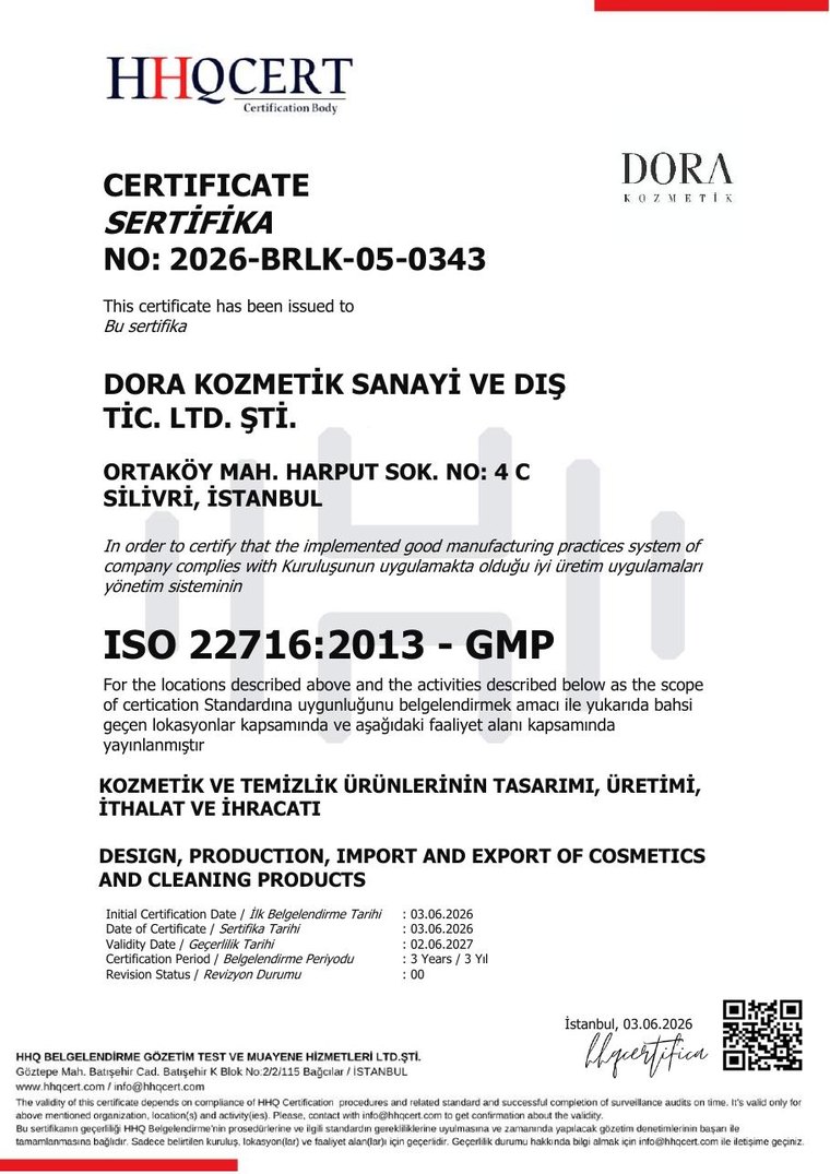 ISO 22716:2013 — Dora Kozmetik